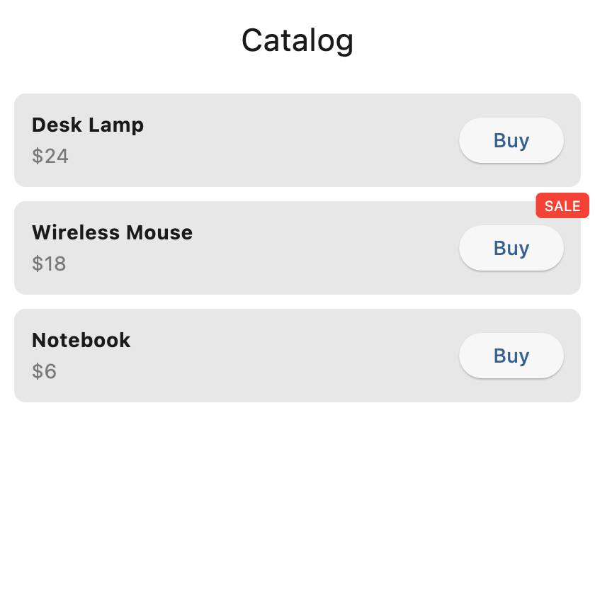 Product catalog app running on macOS
